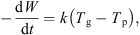 $$ -\frac{\mathrm{d}W}{\mathrm{d}t}=k\left({T}_{\mathrm{g}}-{T}_{\mathrm{p}}\right), $$