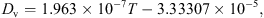 $$ {D}_{\mathrm{v}}=1.963\times 1{0}^{-7}T-3.33307\times 1{0}^{-5}, $$